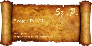 Szegi Pál névjegykártya